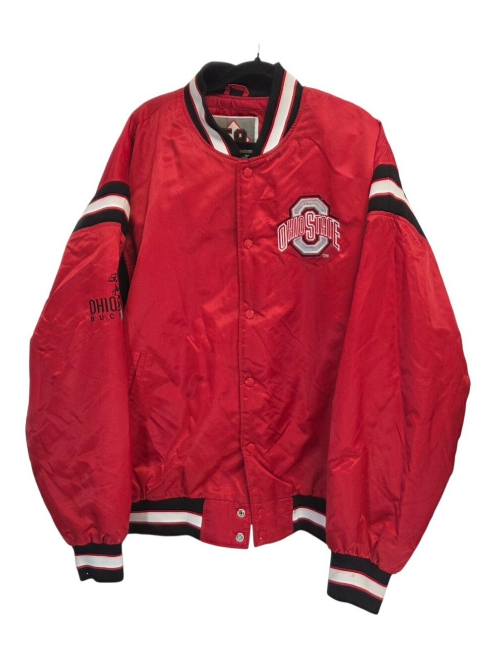 Vintage Y2K 58 Sports Ohio State Buckeyes Satin Bomber Red Jacket Size XL